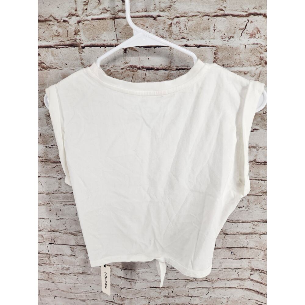 Commense Crop Top Tank Size Medium Tie Front NEW White Top - Picture 3 of 3